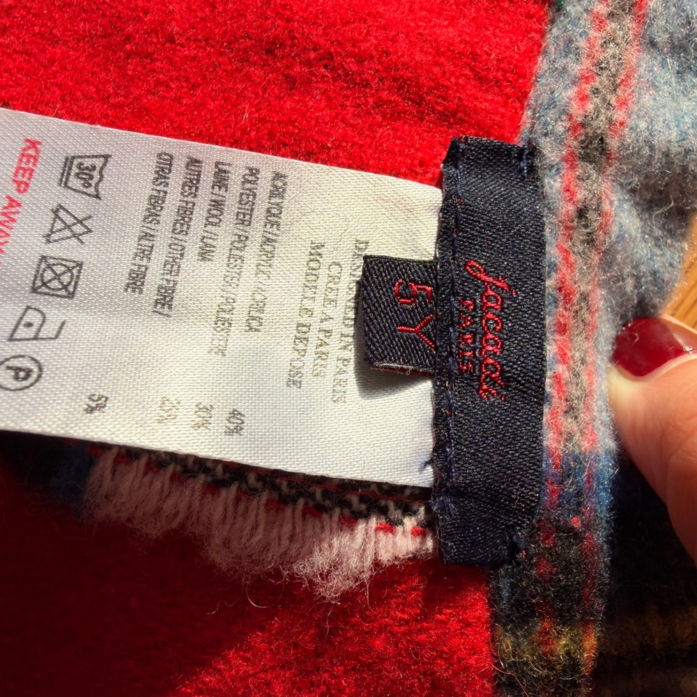 Jacadi Vibrant Plaid Skirt with Red Fringe - Picture 4 of 5